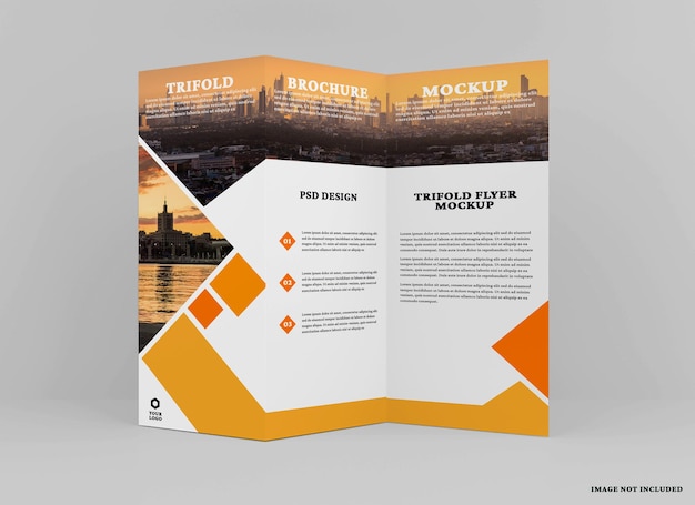 Trifold brochure mockup design isolated