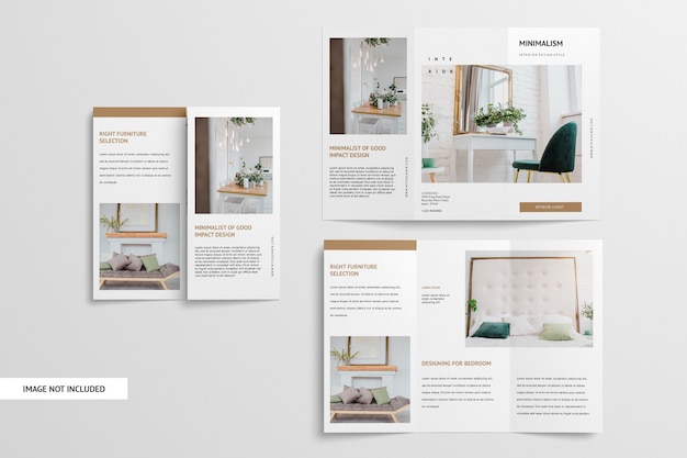 Trifold brochure mockup isolated