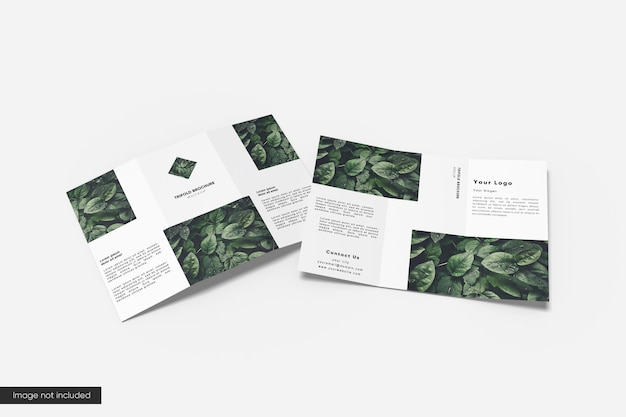 PSD trifold brochure mockup perspective view