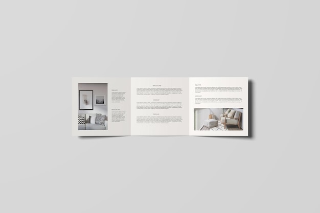 trifold brochure mockup showcasing interior design elements