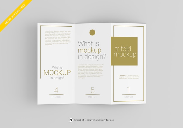 Trifold brochure mockup, template psd.