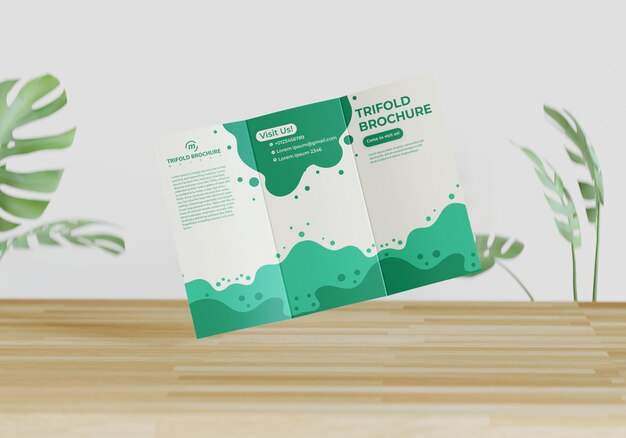 Trifold brochure mockup with a nature design