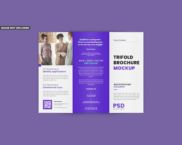 PSD trifold brochure opened - back view