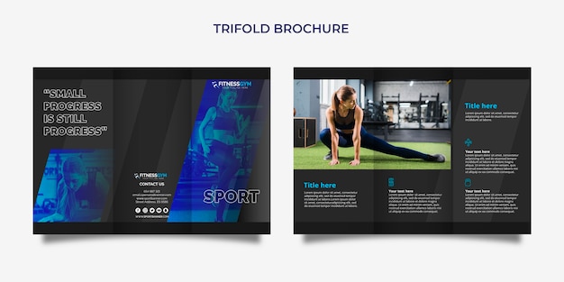 Trifold brochure sjabloon met sport concept