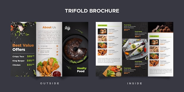 Trifold brochure template for restaurant