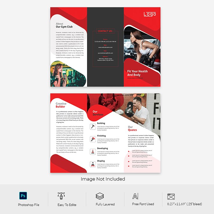 PSD trifold-brochure voor gymnasium