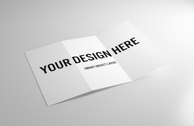 Trifold brochure on whitetable mockup