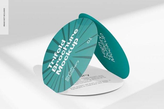 Trifold brochure with shadow overlay mockup, perspective