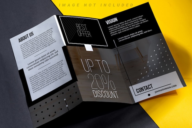 Trifold brochure with shadows