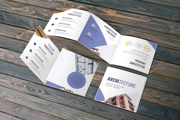 PSD trifold макет бизнес брошюры