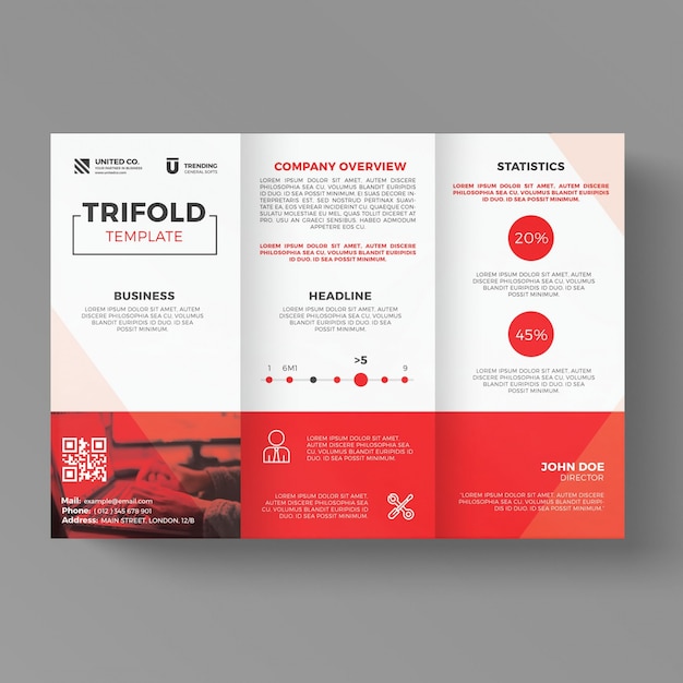 PSD Шаблон бизнес-брошюры trifold