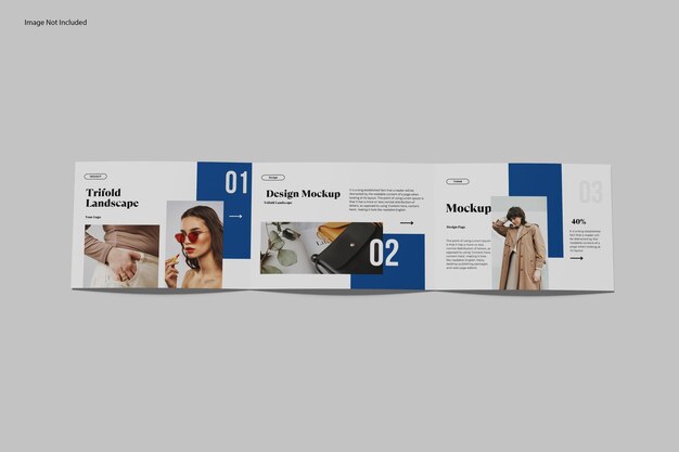 Trifold landscape brochure mockup