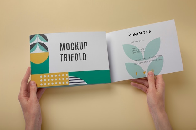 PSD trifold landscape mockup design