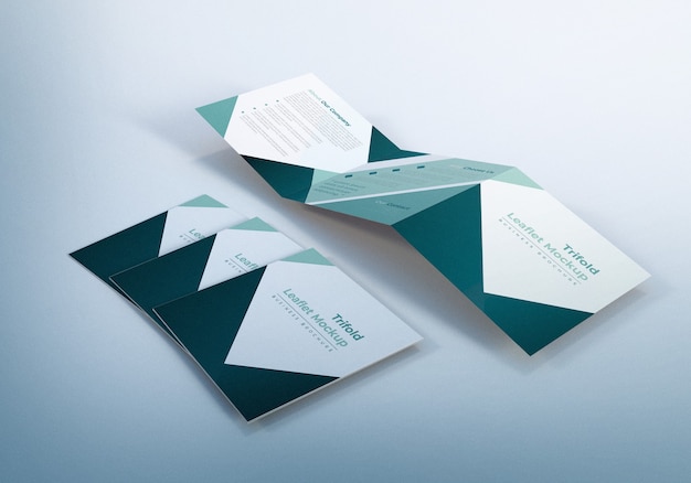 trifold square leaflet mockup