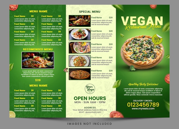 PSD trifold vegan food promotion premium template