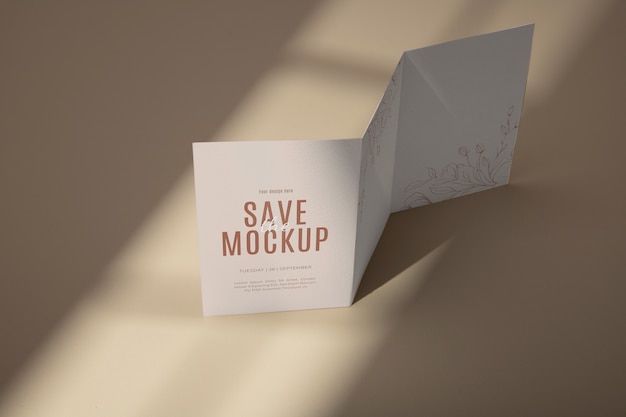 Trifold wedding invitations mockup