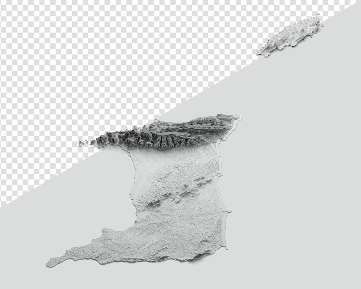 PSD trinidad and tobago map flag shaded relief color height map on isolated background 3d illustration
