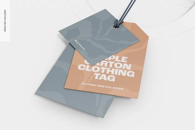 Triple Carton Clothing Tag Mockup, Perspective