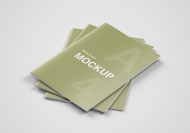 Triple cover brochure or magazine mockup