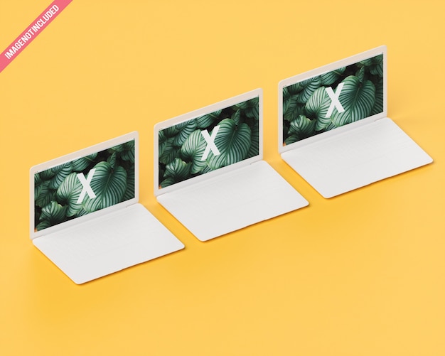 Triple notebook mockup