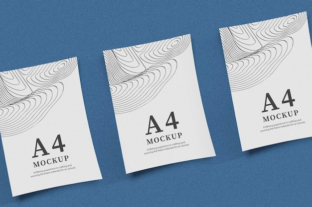 PSD triple paper mockup design rendering