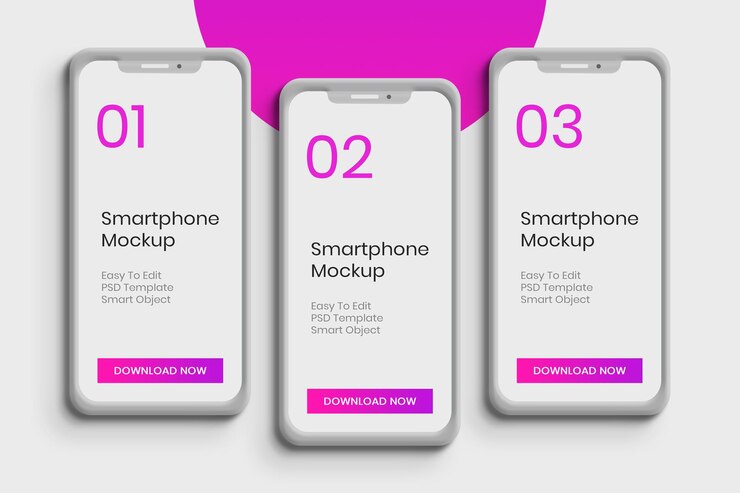 Triple smartphone mockup design