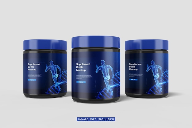 PSD triple of supplement bottle mockup