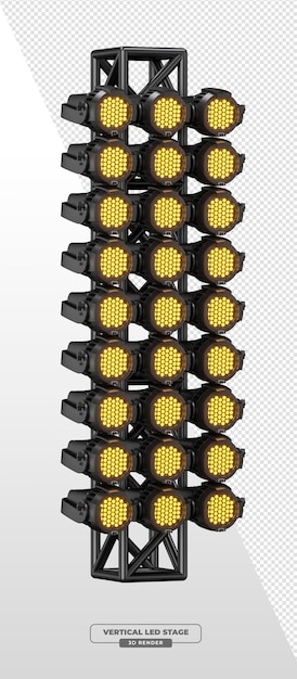 TripleColumn Truss Tower with Amber LED Stage Spotlights in 3D Render