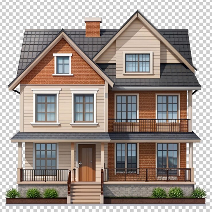triplex house isolated on transparent background