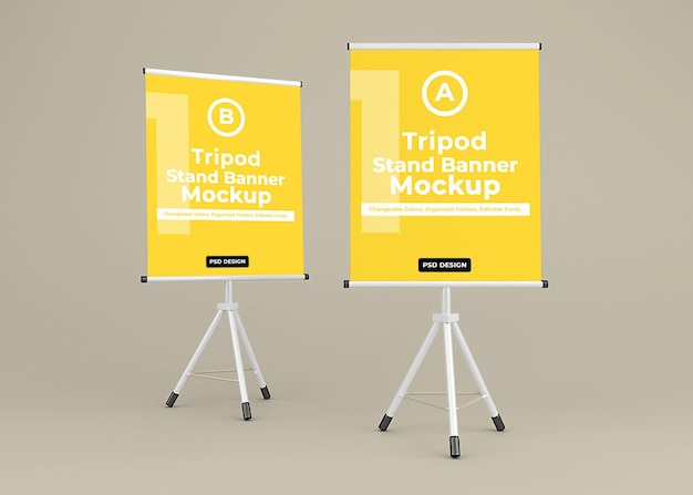 PSD tripod banner stand mockup design