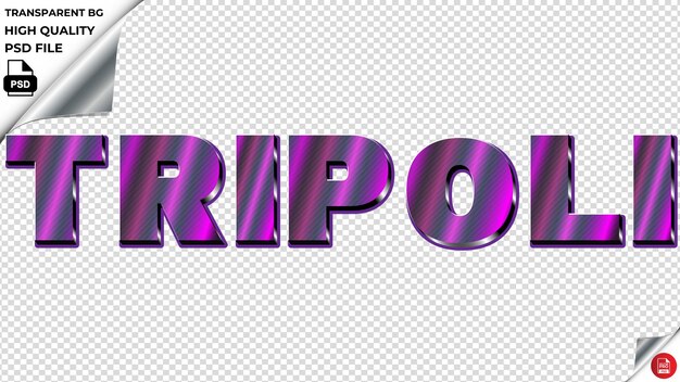 Tripoli typography purple light text metalic psd transparent