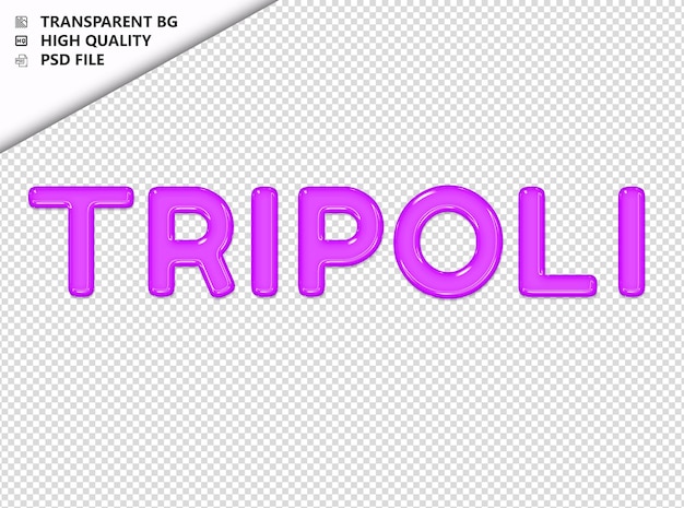 PSD tripoli typography purple text glosy glass psd transparent