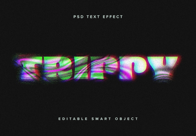 PSD trippy dissolving text effect mockup