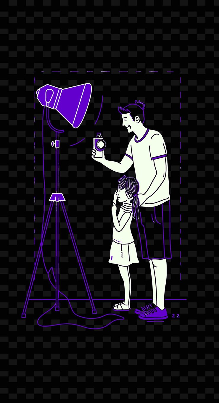 PSD tristanmessick father and daughter having a photography session png illustration art work designs