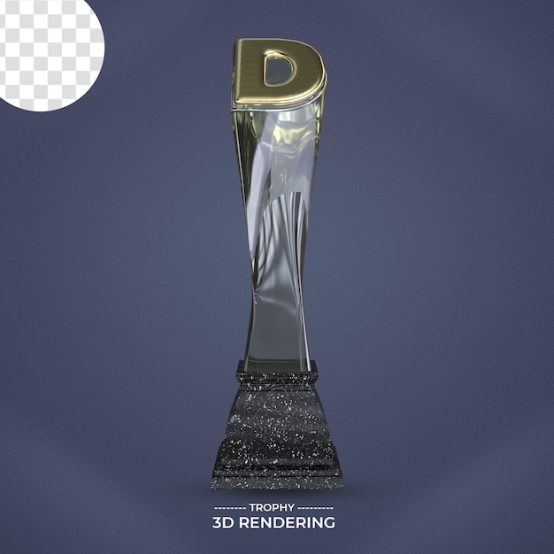 PSD trofee met letter 3d rendering transparante achtergrond