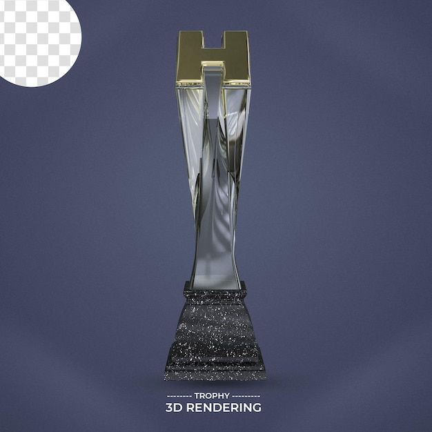 PSD trofee met letter 3d rendering transparante achtergrond