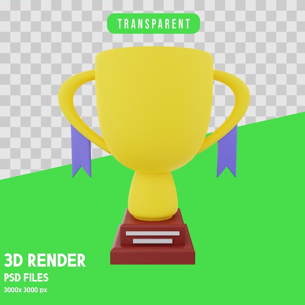 PSD trofeum renderowania 3d jest pokazane na zielonym tle.