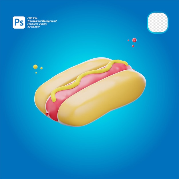 Trójwymiarowa Ikona Hotdogu Izolowana Na Przezroczystym Tle Ilustracja 3d