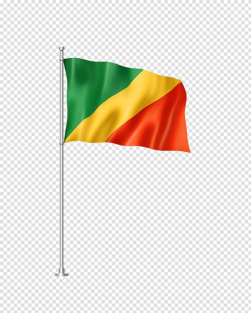 Trójwymiarowa Ilustracja Flagi Republiki Konga Wyizolowana Na Białym