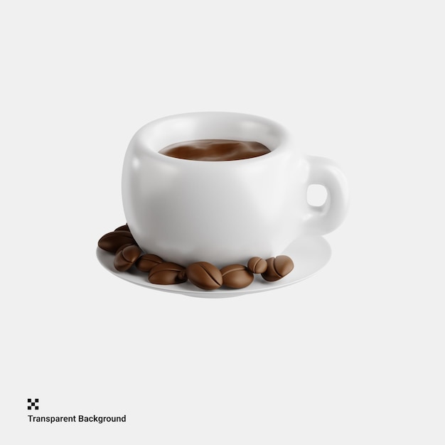 PSD trójwymiarowa ilustracja parzącej gorącej kawy bliss dla przytulnych chwil