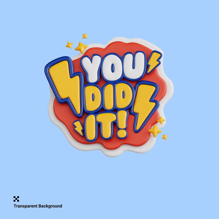 PSD trójwymiarowa ilustracja you did it good vibe sticker