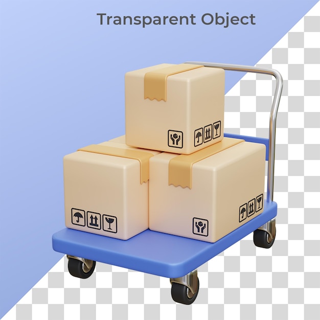 PSD Пакет troley box 3d иллюстрация