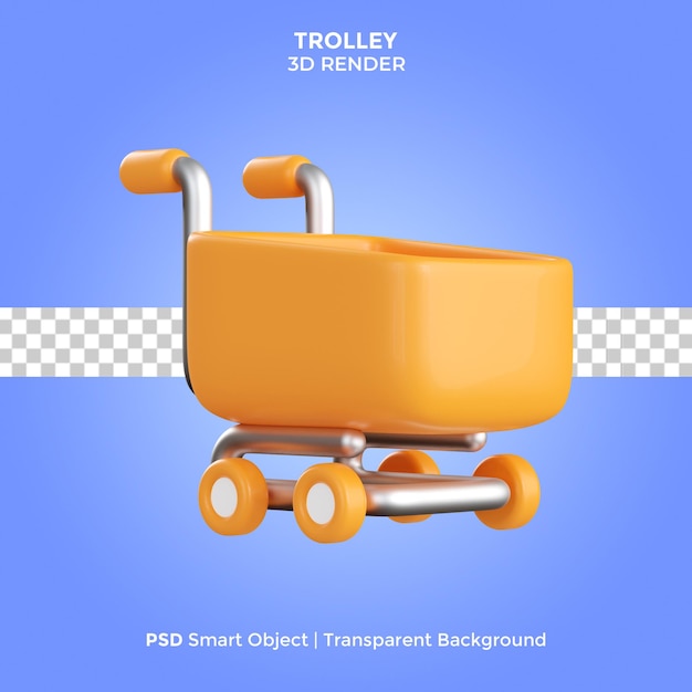 PSD trolley 3d render illustration isolated premium psd