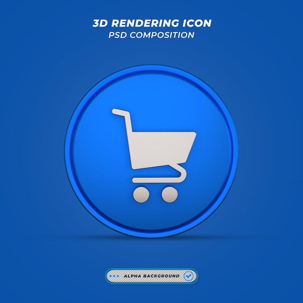 PSD icona del carrello nel rendering 3d