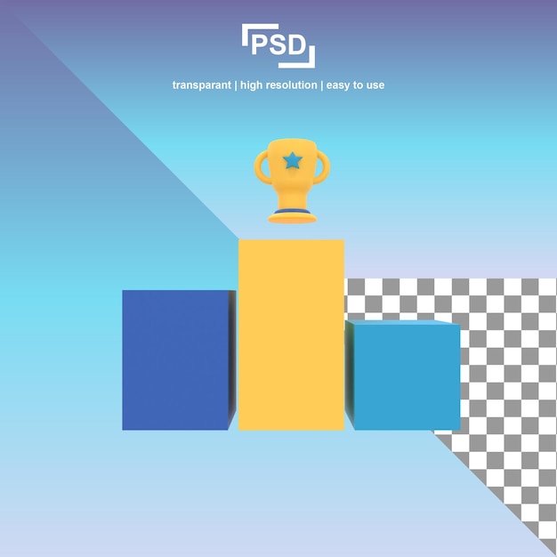 PSD Трофей и подиум 3d иллюстрация