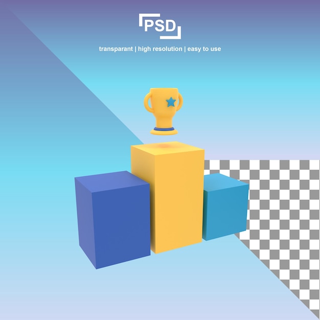 PSD 트로피 및 연단 3d 일러스트레이션