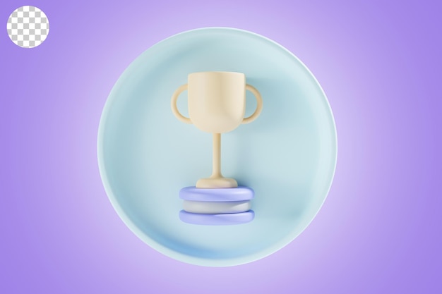PSD icona trofeo torna a scuola rendering 3d con tema cerchio viola