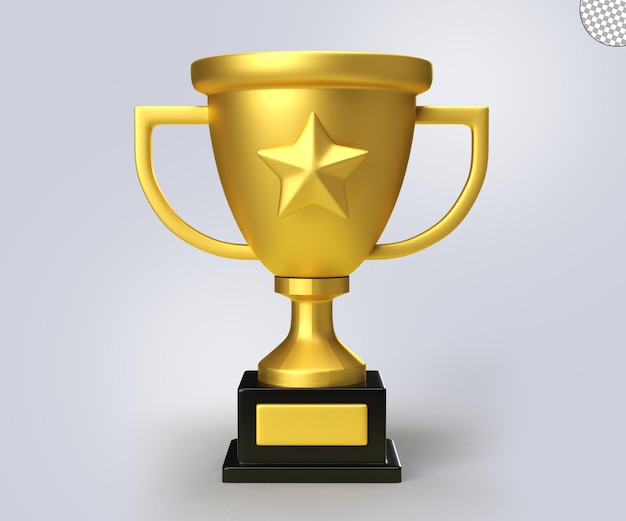 trophy cup gold color 3d redner