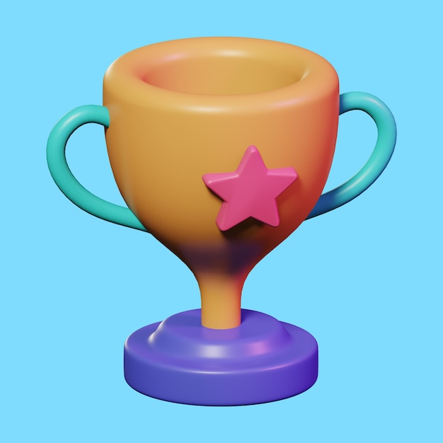 PSD trophy cup with star symbol for success champion 3d icon illustration design