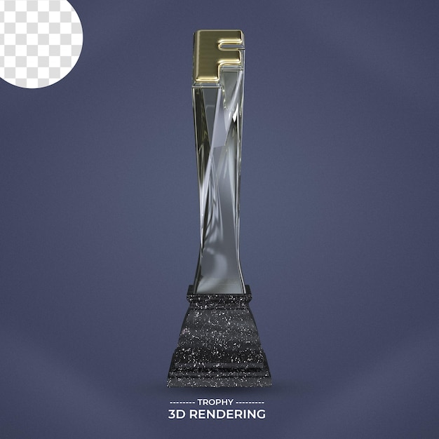 PSD trophy with letter 3d rendering transparent background